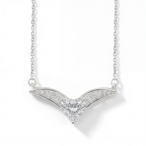Vaneza - elegante collana a V con moissanite e dettagli a pavé