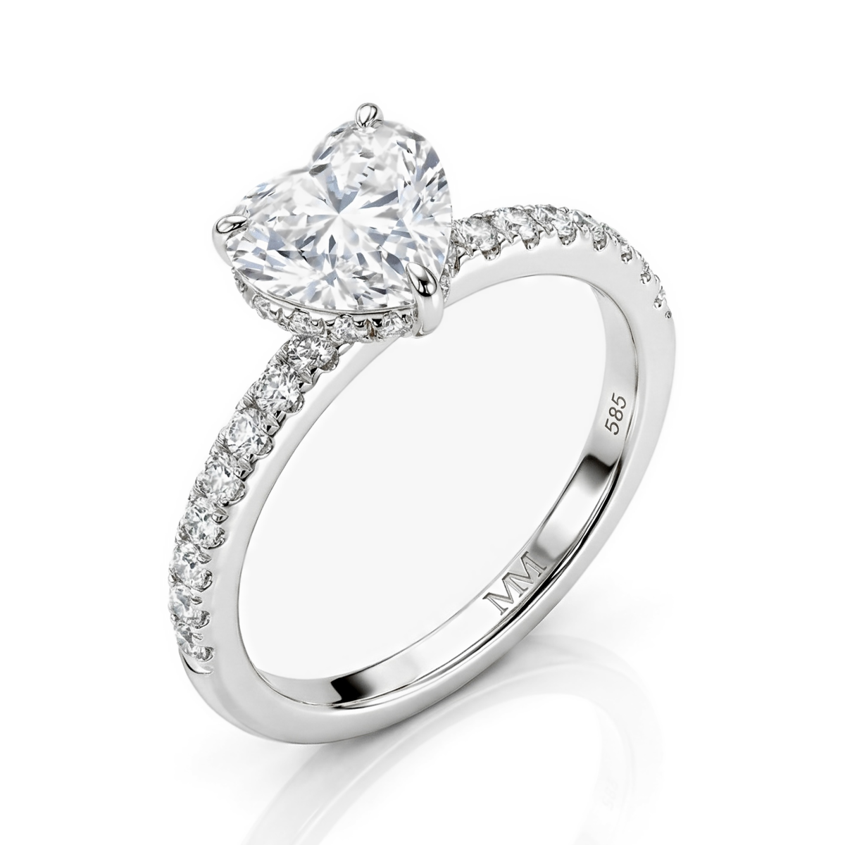 Amoretta - anello di fidanzamento con moissanite taglio a cuore e spalle a pavé