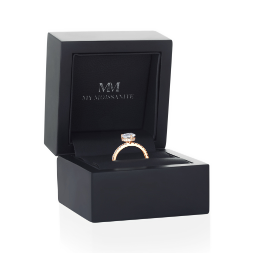 Amoretta - anello di fidanzamento con moissanite taglio a cuore e spalle con pavé