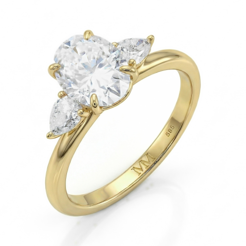 Vivienne - anello di fidanzamento a trilogia con moissanite ovale