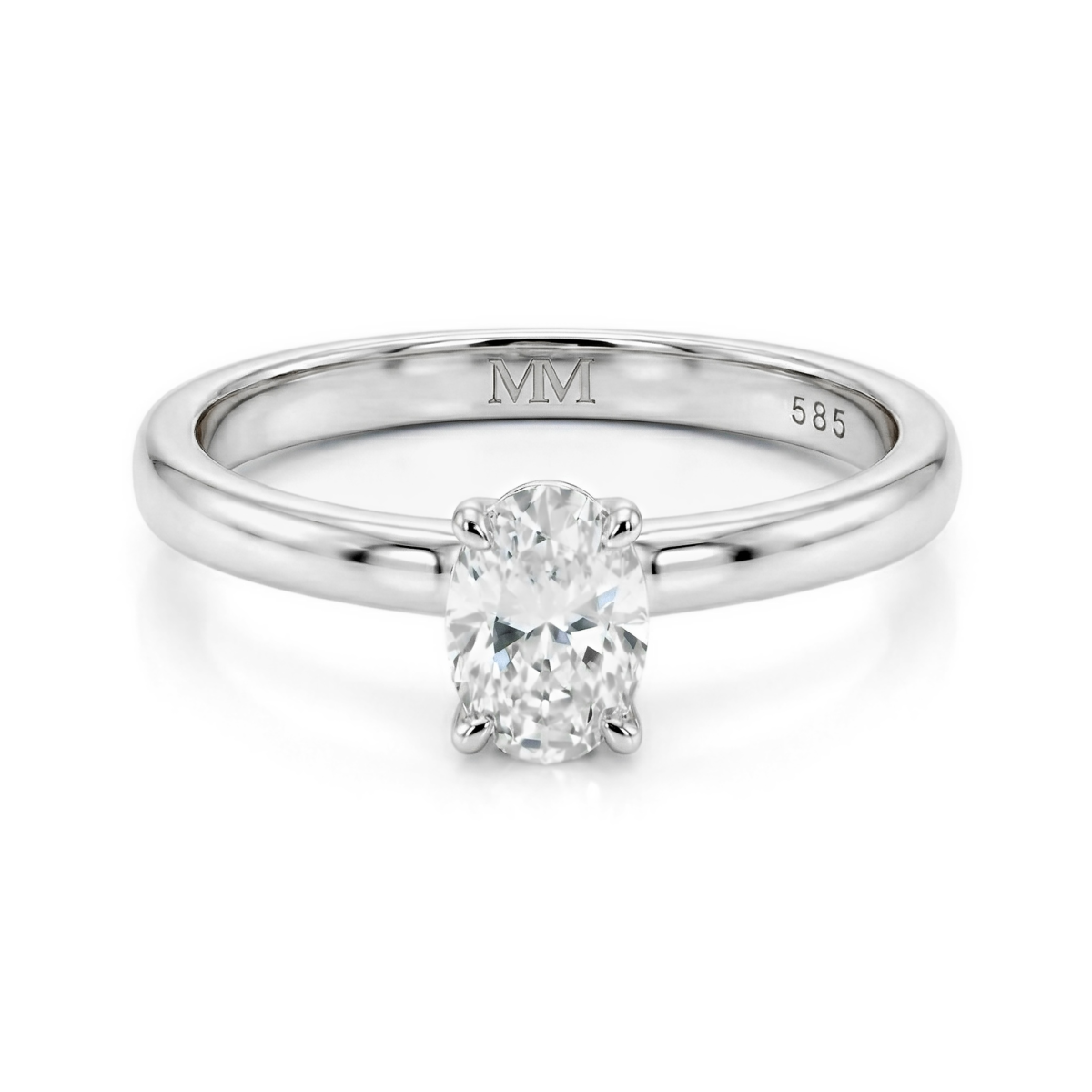 Ovalique - anello di fidanzamento solitario classico con moissanite ovale