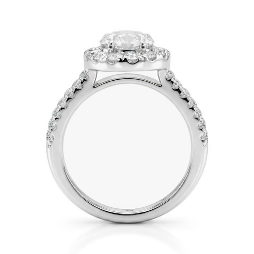 Ovalea - anello con moissanite a taglio ovale e montatura halo a pavé