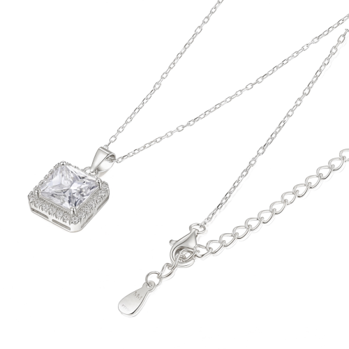 Radiance - ciondolo con moissanite dal taglio princess e montatura halo