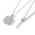 Cristallo - collana con pendente con moissanite taglio radiant e doppia corona di pietre