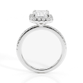 Esmeralda - anello con moissanite taglio smeraldo, montatura halo e pietre laterali