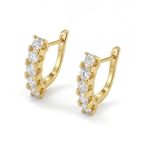 Cascade - orecchini a cerchio lineari con moissanite