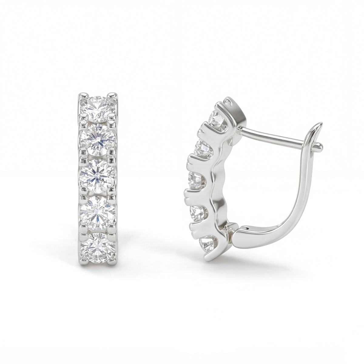 Cascade - orecchini a cerchio lineari con moissanite