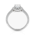 Plushette - anello di fidanzamento con moissanite taglio a cuscino allungato, montatura halo e gambo in micropavé