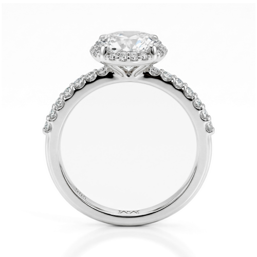 Glimmerette - lussuoso anello con moissanite, montatura halo e dettagli a pavé
