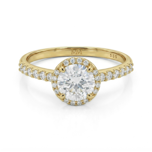 Glimmerette - lussuoso anello con moissanite, montatura halo e dettagli a pavé