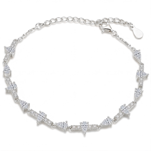 Perlette - bracciale con moissanite dal taglio a goccia ed elegante simmetria