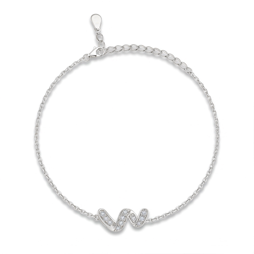 Serpentine - bracciale con moissanite e motivo a infinito, con gemme incastonate a pavé