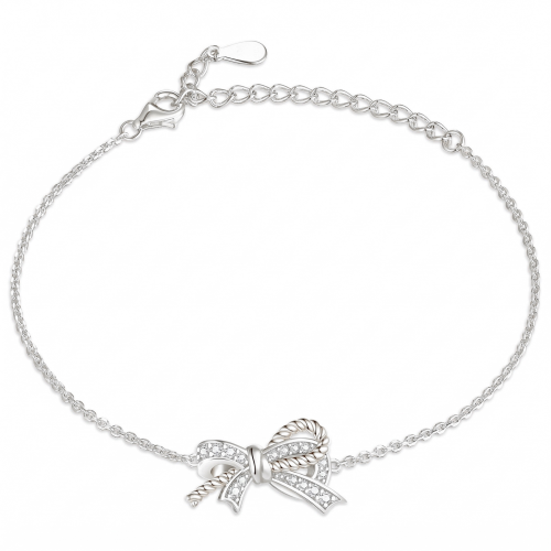 Ribbonique - bracciale bicolore con moissanite, fiocco decorativo e dettagli a pavé