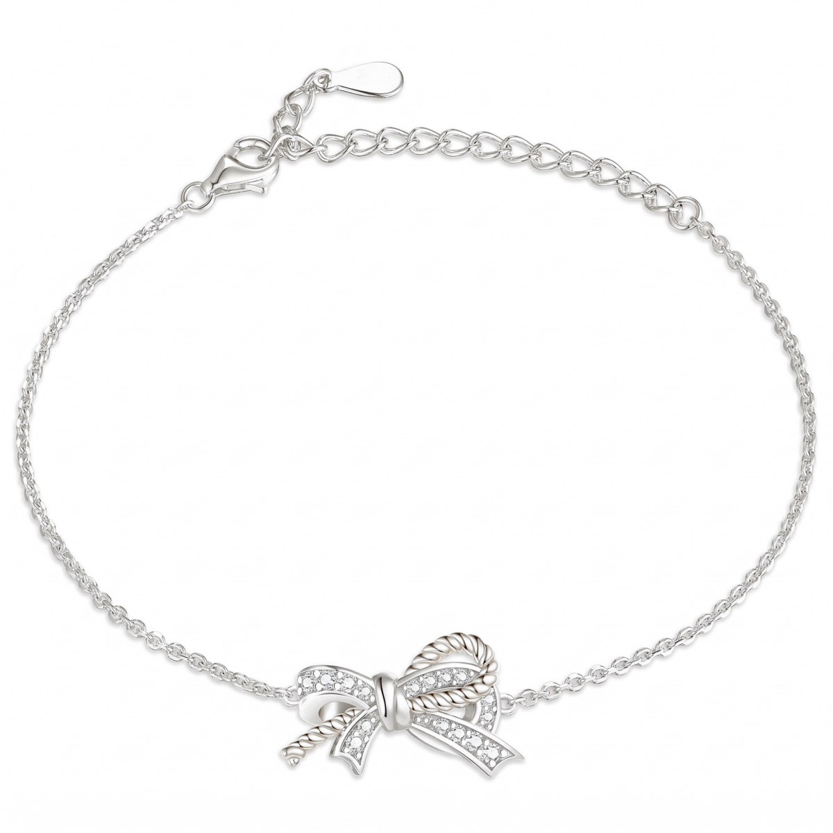 Ribbonique - bracciale bicolore con moissanite, fiocco decorativo e dettagli a pavé