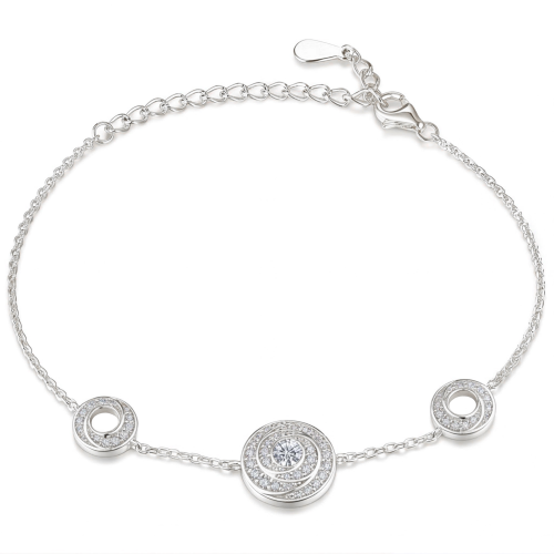 Cirquel - bracciale con moissanite ed elementi concatenati con doppia corona di pietre