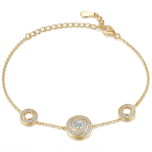 Cirquel - bracciale con moissanite ed elementi concatenati con doppia corona di pietre
