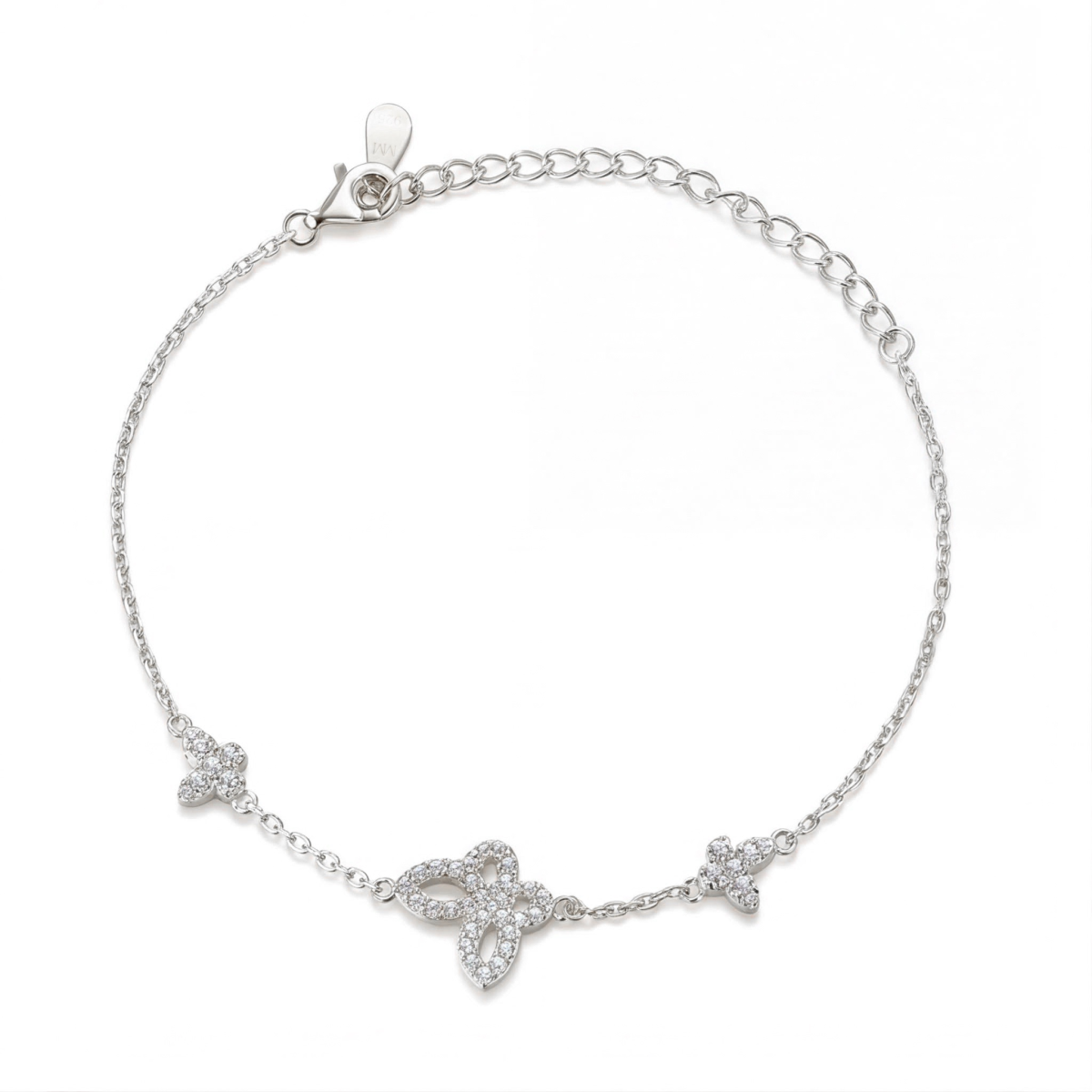 Orchidea - bracciale con moissanite taglio marquise e motivi floreali