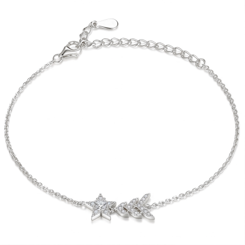 Stellaris - bracciale regolabile con charm a stella con moissanite e incastonatura a pavé