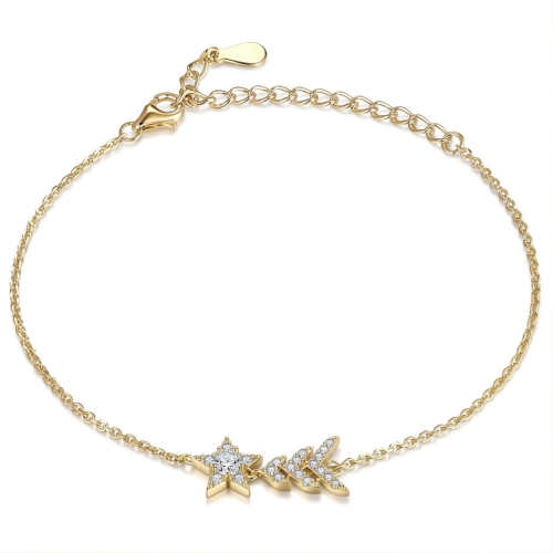 Stellaris - bracciale regolabile con charm a stella con moissanite e incastonatura a pavé