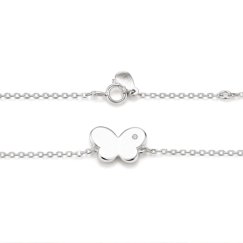 Papillon - bracciale con charm a farfalla con moissanite e catena regolabile