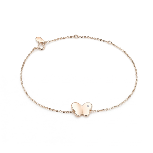 Papillon - bracciale con charm a farfalla con moissanite e catena regolabile