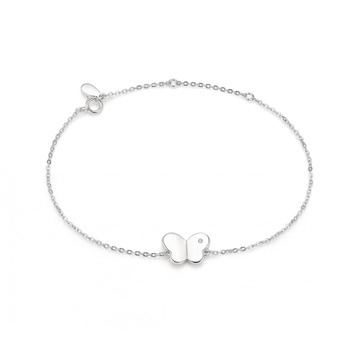 Papillon - bracciale con charm a farfalla con moissanite e catena regolabile