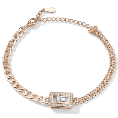 Verdura - bracciale con moissanite taglio smeraldo e montatura halo