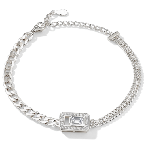 Verdura - bracciale con moissanite taglio smeraldo e montatura halo