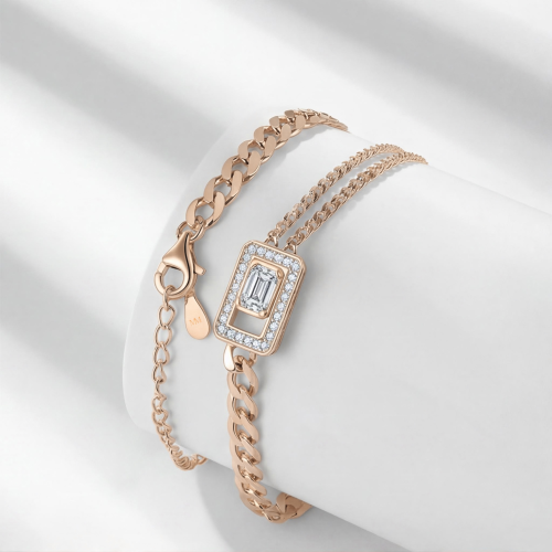 Verdura - bracciale con moissanite taglio smeraldo e montatura halo