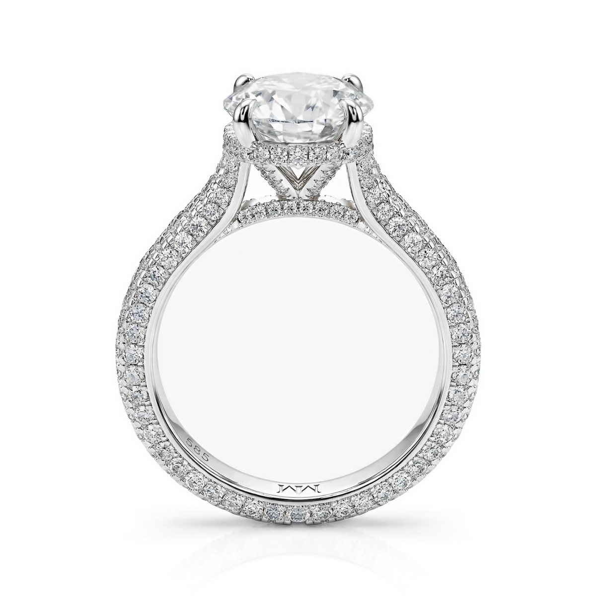 Cassiane - anello di fidanzamento con moissanite e pietre secondarie incastonate a pavé