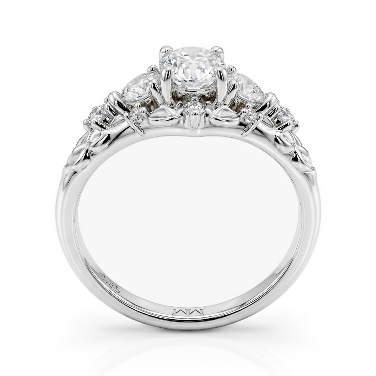 Fiorine - set nuziale con moissanite dal taglio ovale e design botanico