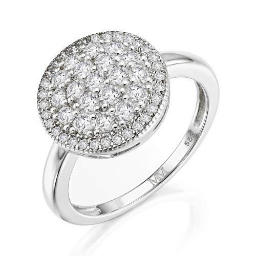 Cirilla - anello con pietre raggruppate in moissanite con pavé