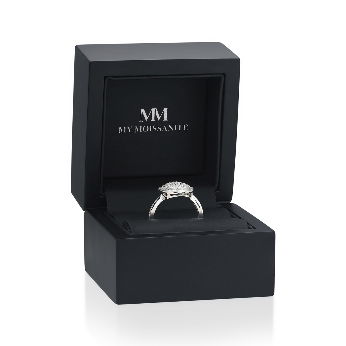 Cirilla - anello con pietre di moissanite raggruppate a pavé