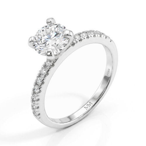 Finesse - anello di fidanzamento con moissanite e pietre laterali