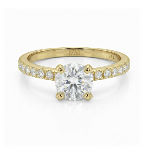 Finesse - anello di fidanzamento con moissanite e pietre laterali