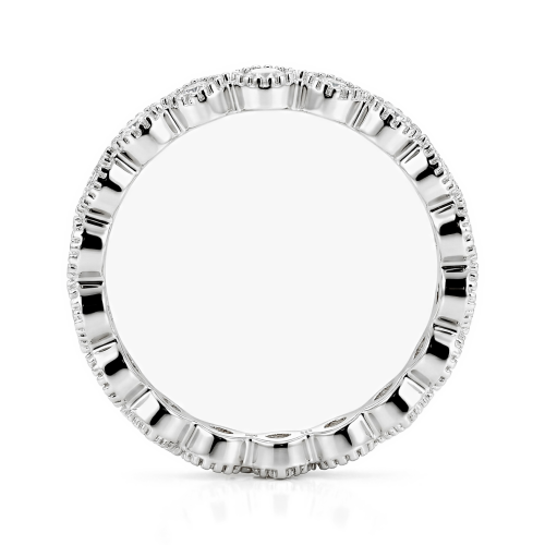 Verona - anello eternity con pietre di moissanite quadrate e rotonde e dettagli milgrain