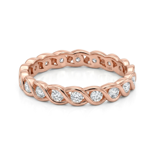 Celestine - anello eternity intrecciato con moissanite e incastonatura a castone