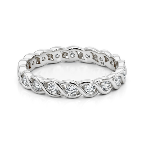 Celestine - anello eternity intrecciato con moissanite e incastonatura a castone