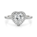 Heartshine - anello con montatura halo, moissanite a cuore e pietre laterali