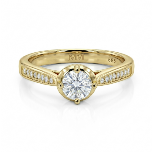 Celeste - anello di fidanzamento con moissanite e pietre laterali a pavé