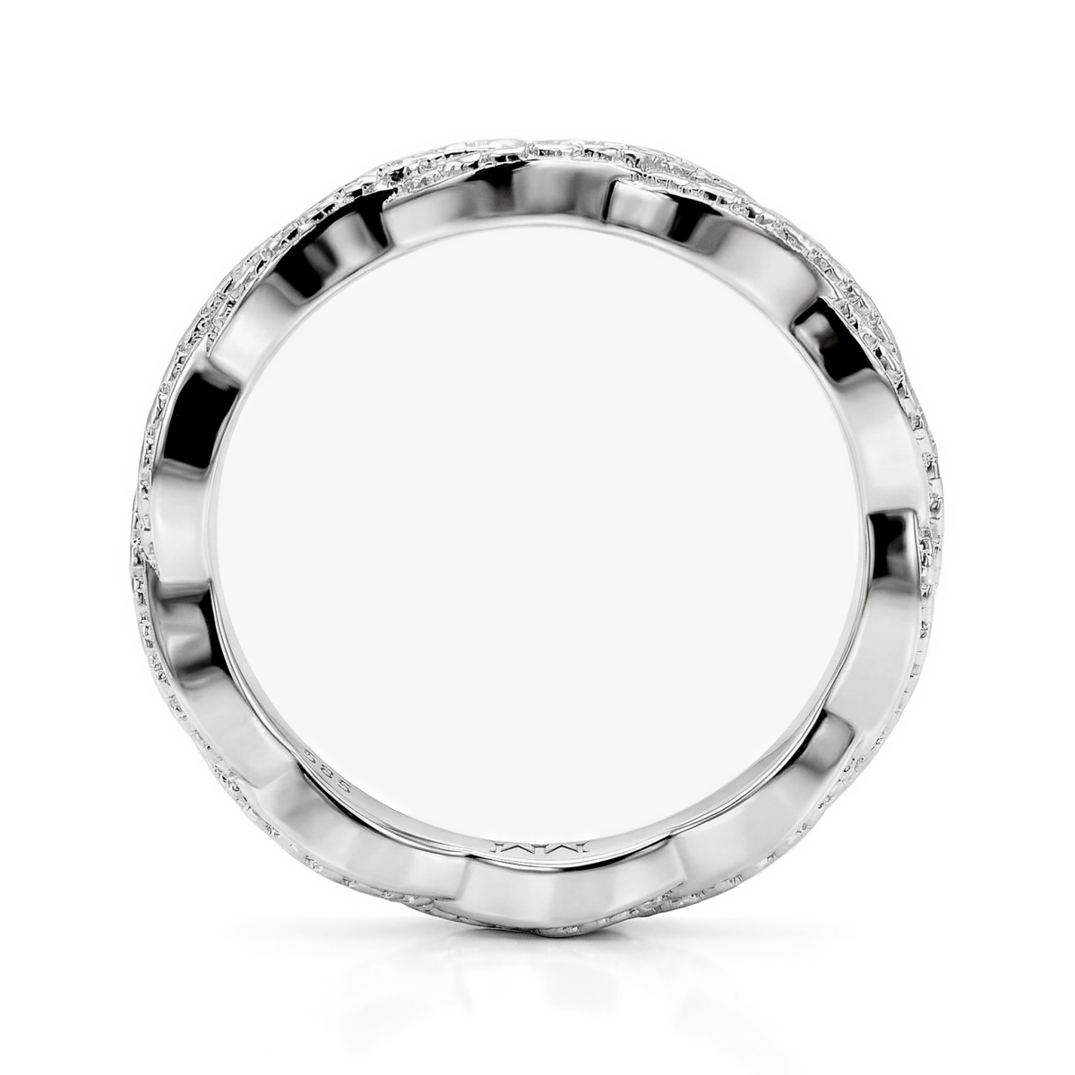 Seraph - anello eternity con moissanite e motivo a pavé intrecciato