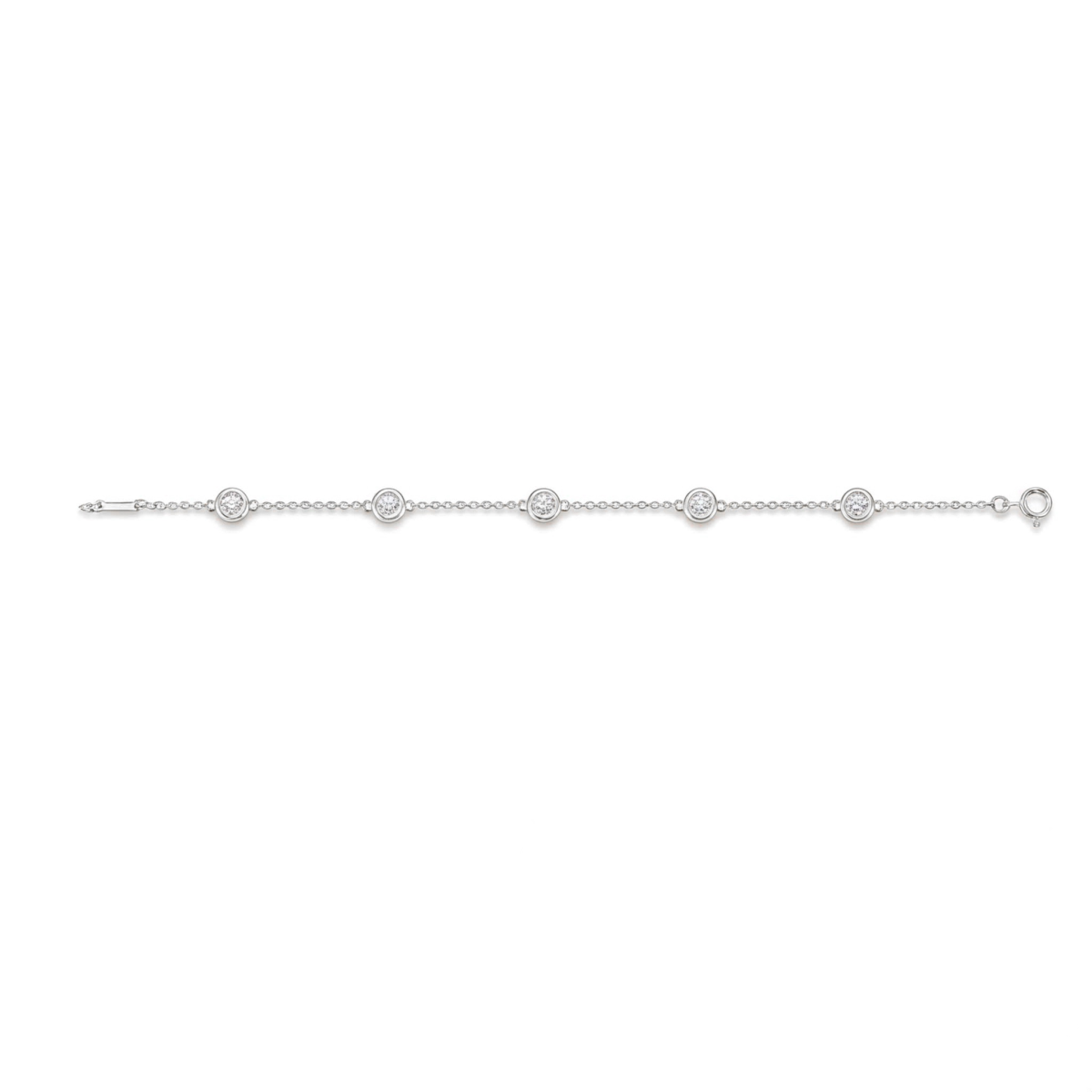 Circlis - bracciale con moissanite, pietre incastonate a castone e delicata catena a maglie