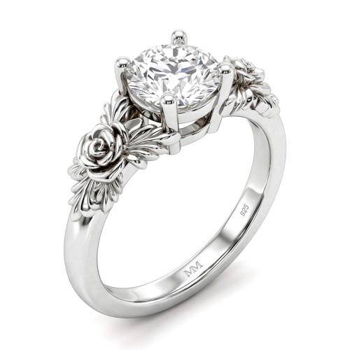 Roselle - anello di fidanzamento floreale con moissanite e incastonatura a pavé