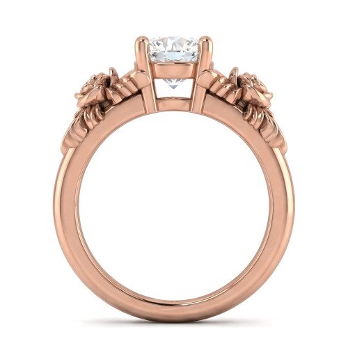 Roselle - anello di fidanzamento floreale con moissanite e incastonatura a pavé