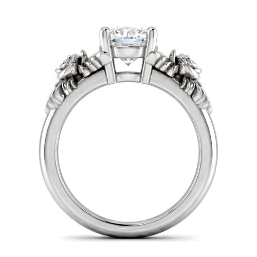 Roselle - anello di fidanzamento floreale con moissanite e incastonatura a pavé