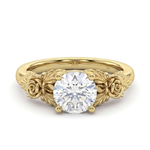 Roselle - anello di fidanzamento floreale con moissanite e incastonatura a pavé