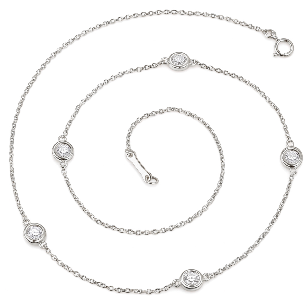 Circa - collana con moissanite incastonata a castone e maglie regolabili