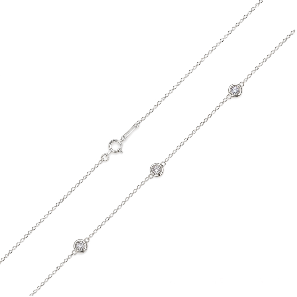 Circa - collana con moissanite incastonata a castone e maglie regolabili