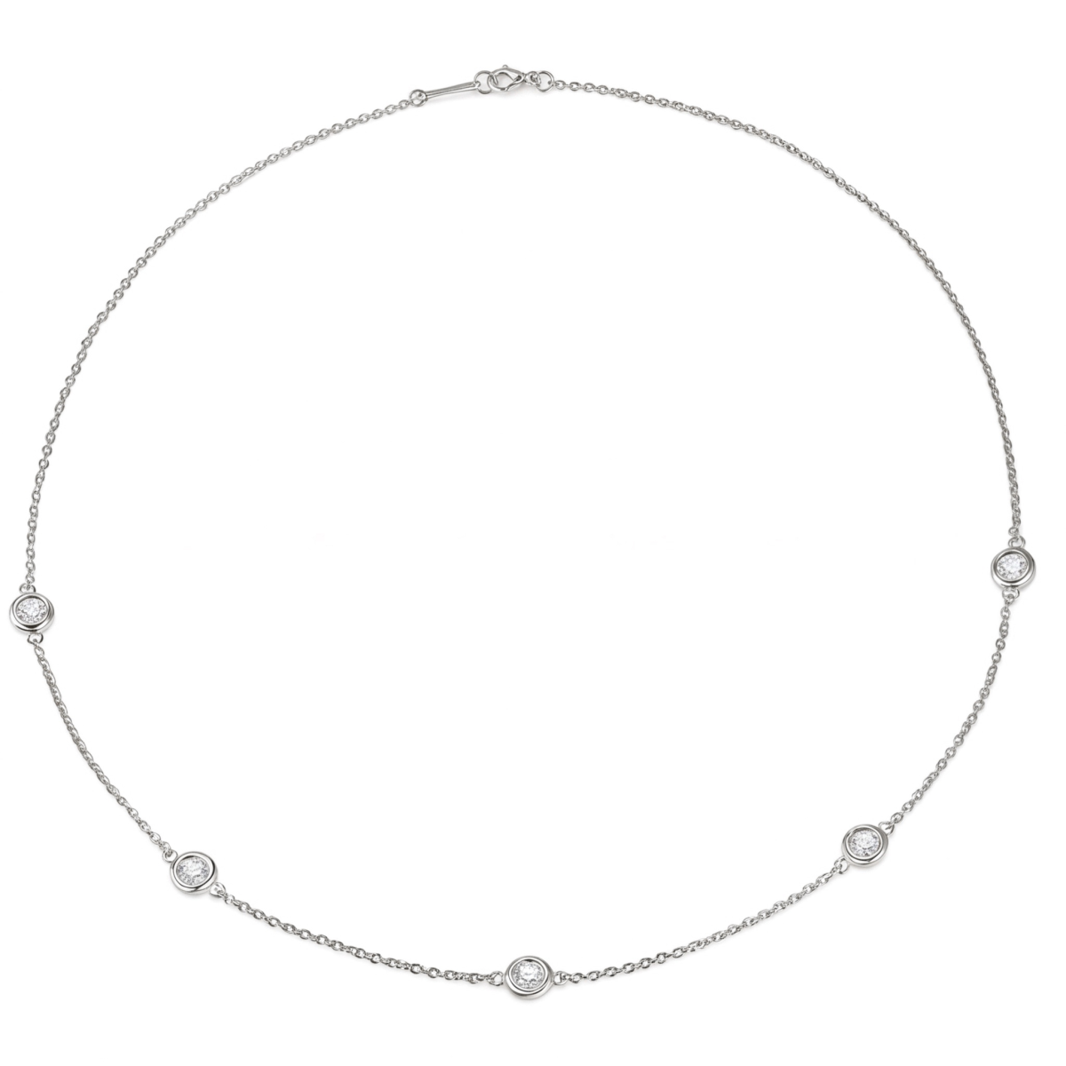 Circa - collana con moissanite incastonata a castone e maglie regolabili