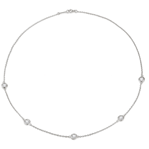 Circa - collana con moissanite incastonata a castone chiuso e maglie regolabili